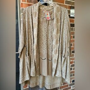 Johnny Was Shirt and Long Open Front Cardigan Size S